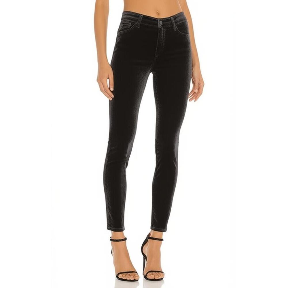 PAIGE Verdugo Ultra Skinny Womens Pants Size 28 Black High Waist Velvet Stretchy